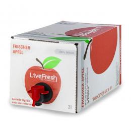Kaltgepresster Apfelsaft - 3 Liter Saftbox - 100% frische Äpfel - Vegan, keine Zusätze, zuckerfrei / LiveFresh Saftmanufaktur vom Bodensee