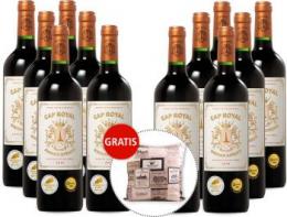 12er Weinpaket Cap Royal Bordeaux Supérieur AOC 2018 + Dekokissen gratis