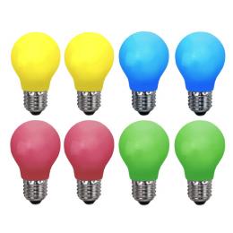 8x bunte LED Leuchtmittel Tropfenlampe A60 - 2W - schlagfestes Poly...