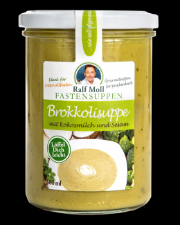 Fastensuppe Bio-Brokkolisuppe mit Kokosmilch und Sesam, 380 ml im Glas, DE-oeK...