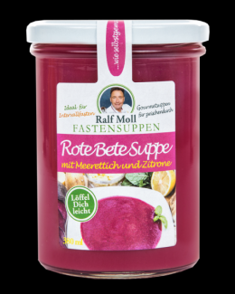 Fastensuppe Bio-Rote-Bete-Suppe mit Meerrettich-Zitrone, 380 ml im Glas, DE-oe...