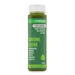 Grüne Liebe - kaltgepresster Wellness-Saft mit Spinat, Grünkohl, Apfel, Limette, Ingwer - 250ml - Vegan, keine Zusätze / LiveFresh Saftmanufaktur