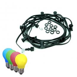 ILLU-Lichterkette BLACKY - 30m - 30 x E27 - IP44 - bunte LED Tropfe...