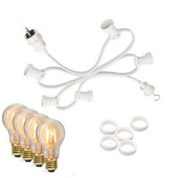Illu-/Partylichterkette 10m - Außenlichterkette weiß - Made in Germany- 10 Edison LED Filamentlampen