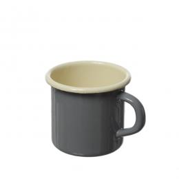 Krüger Becher - Blechbecher emailliert - D: 8cm - 0,35L - grau, creme