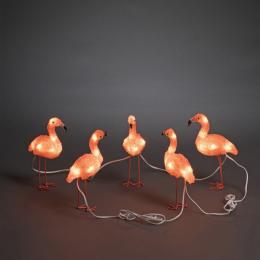 LED Acryl Flamingos - 40 bernsteinfarbene LED - outdoor - weißes Ka...