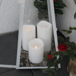 LED Stumpenkerze Paul - flackernde LED - H: 15cm - Batteriebetrieb - Timer - für Außen - weiß