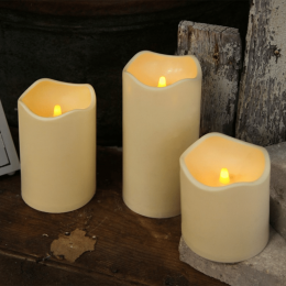 LED Stumpenkerze Paul - flackernde LED - H: 18cm - Batterie - Timer...