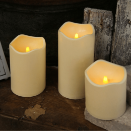 LED Stumpenkerze Paul - flackernde LED - H: 23cm - Batterie - Timer...