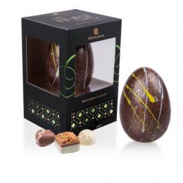 Luxury Egg Dark - Osterei-Pralinen & Schokolade - Zartbitterschokoladen-Ei mit 7 Osterei-Pralinen, Ostergeschenk
