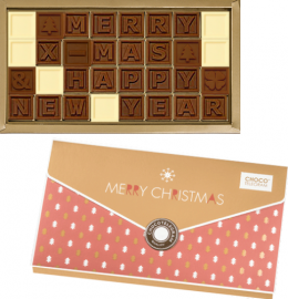 Merry X-Mas & Happy New Year - Weihnachtsbotschaft aus Schokolade