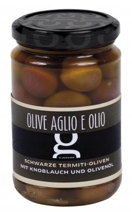 Olive aglio e olio 314 ML Glas DIGE Oliven in Knoblauch und Öl eingelegt