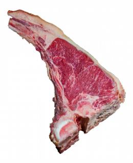 Prime Auslese Clubsteak, Strip Loin in Bone Steak vom Black Angus, Dry Aged, New York Cut
