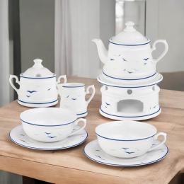 Tee-Service 8tlg. Teekanne 0,65l, Tasse 0,21l - Worpswede Rügen