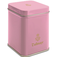 Teedose leer, altrosaDallmayr Logo, Inhalt 100g