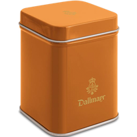 Teedose leer, orangeDallmayr Logo, Inhalt 50g