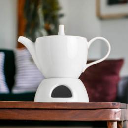 Teekanne & Stövchen Set 2tlg. Beat - Weiß