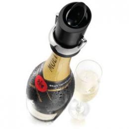Vacu Vin Champagnerverschluss mit Ausgießer und Tropfenschutz,  schwarz