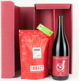 'Verde Bio 250g mit 1 Flasche Merlot Geschenkbox rot' BLANK ROAST