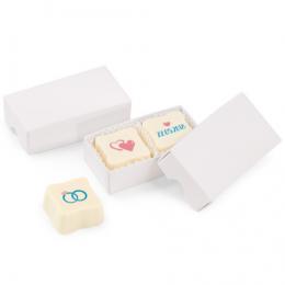 Wedding Oxide Duo - Ohne Alkohol - 2 personalisierbare Nougat-Pralinen